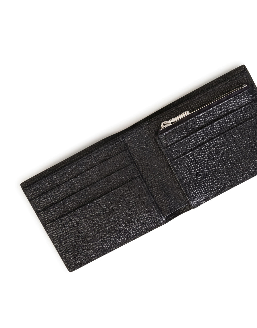 Dauphine calfskin bifold wallet with logo print