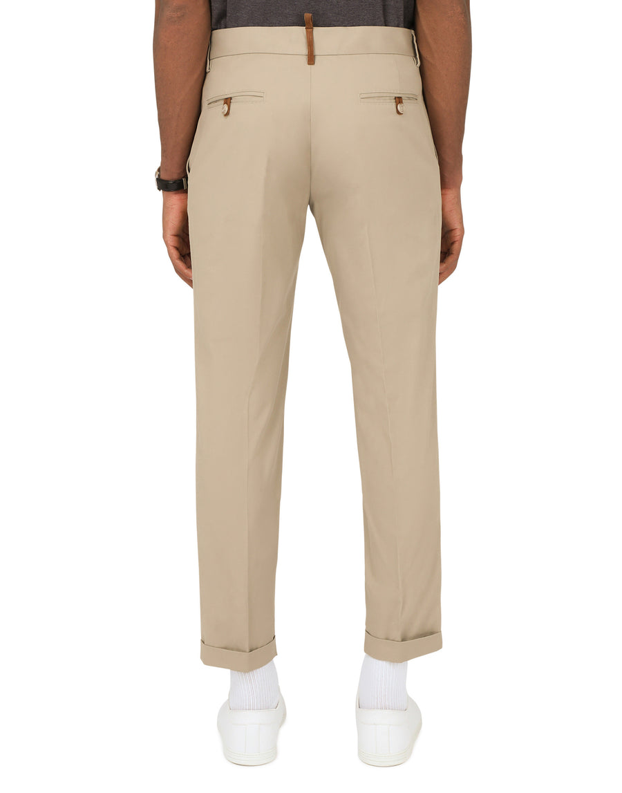 Cotton blend trousers with double button