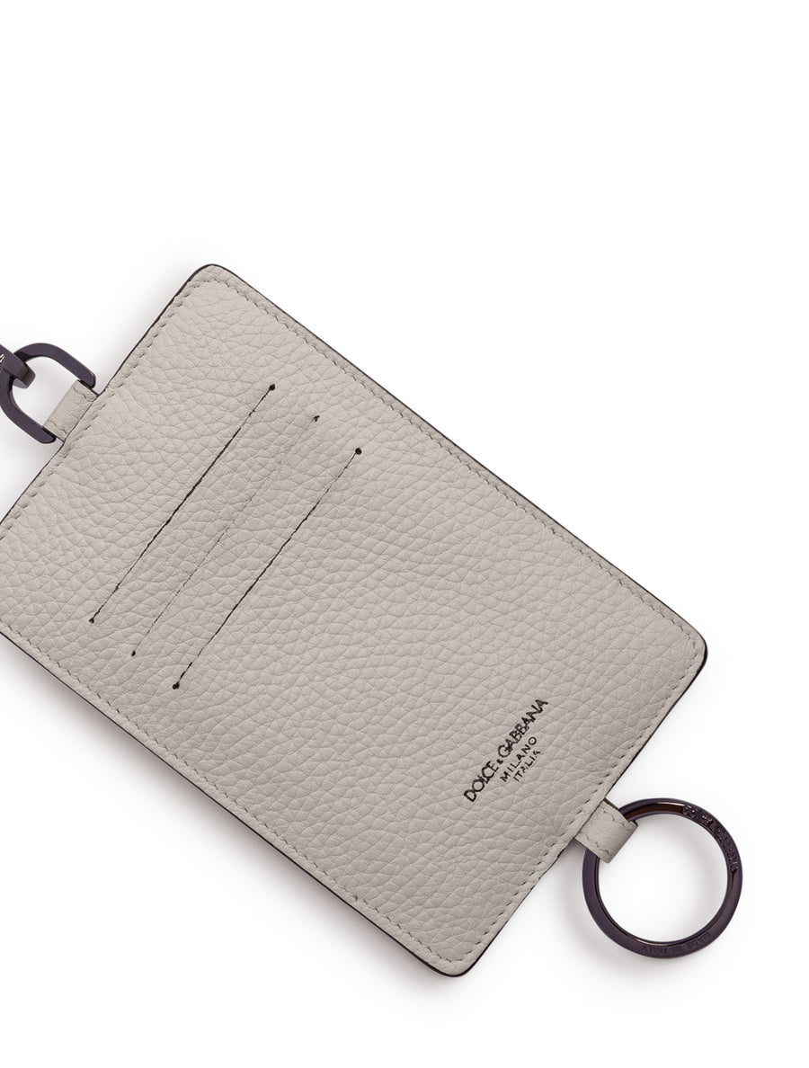 Card holder with cross-body strap in mini dollaro with logo