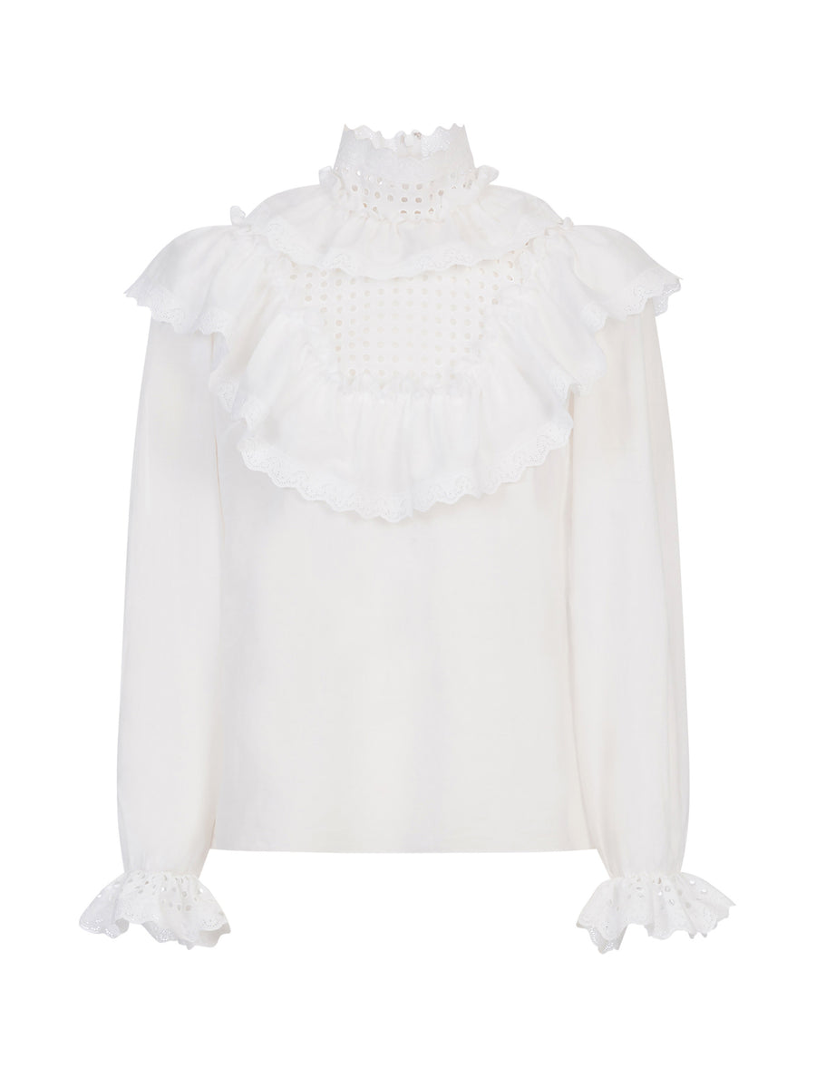 Cotton blouse with flounce detailing