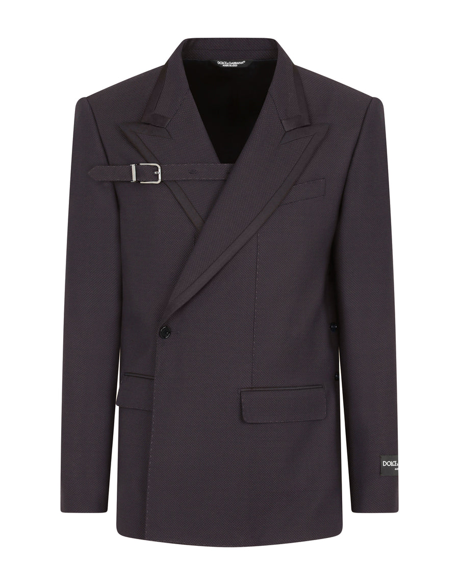 Double-breasted micro-patterned wool Sicilia-fit jacket