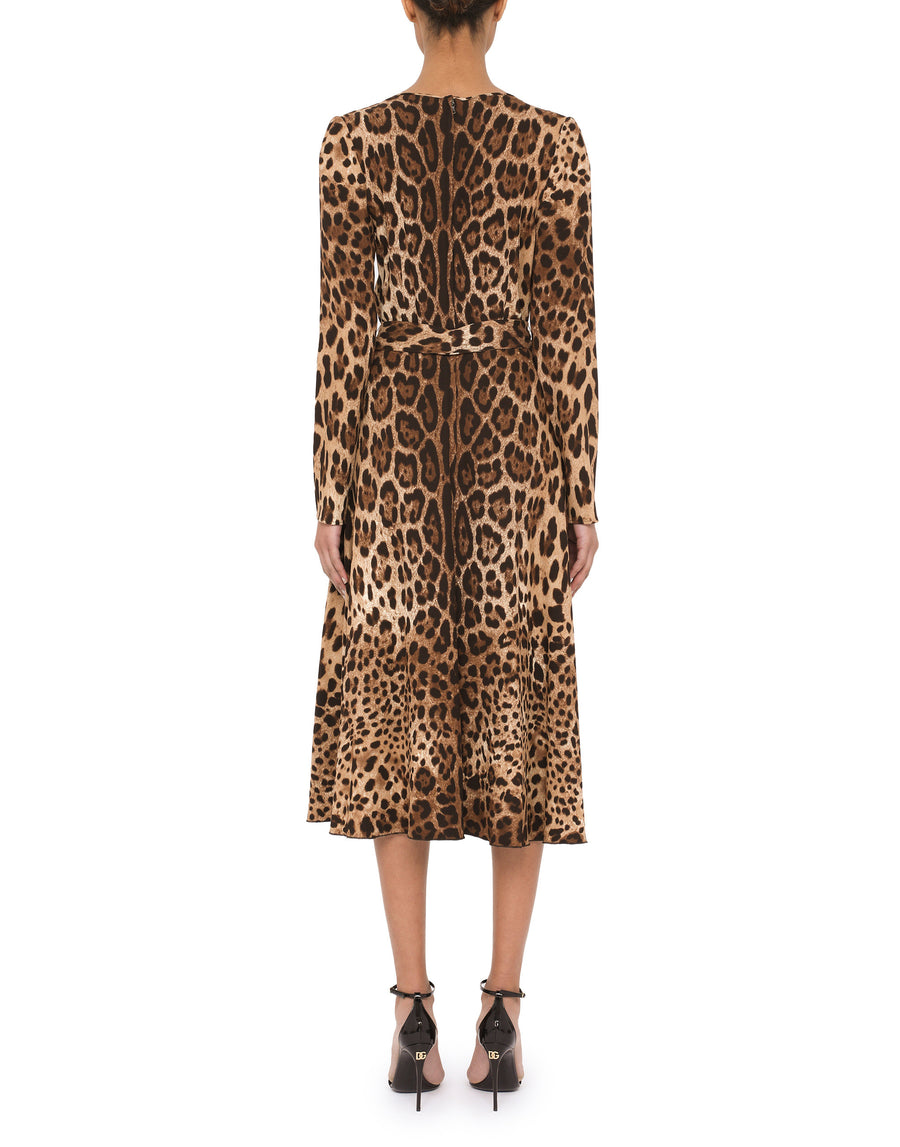 Leopard Print Belted Dress In Leo New