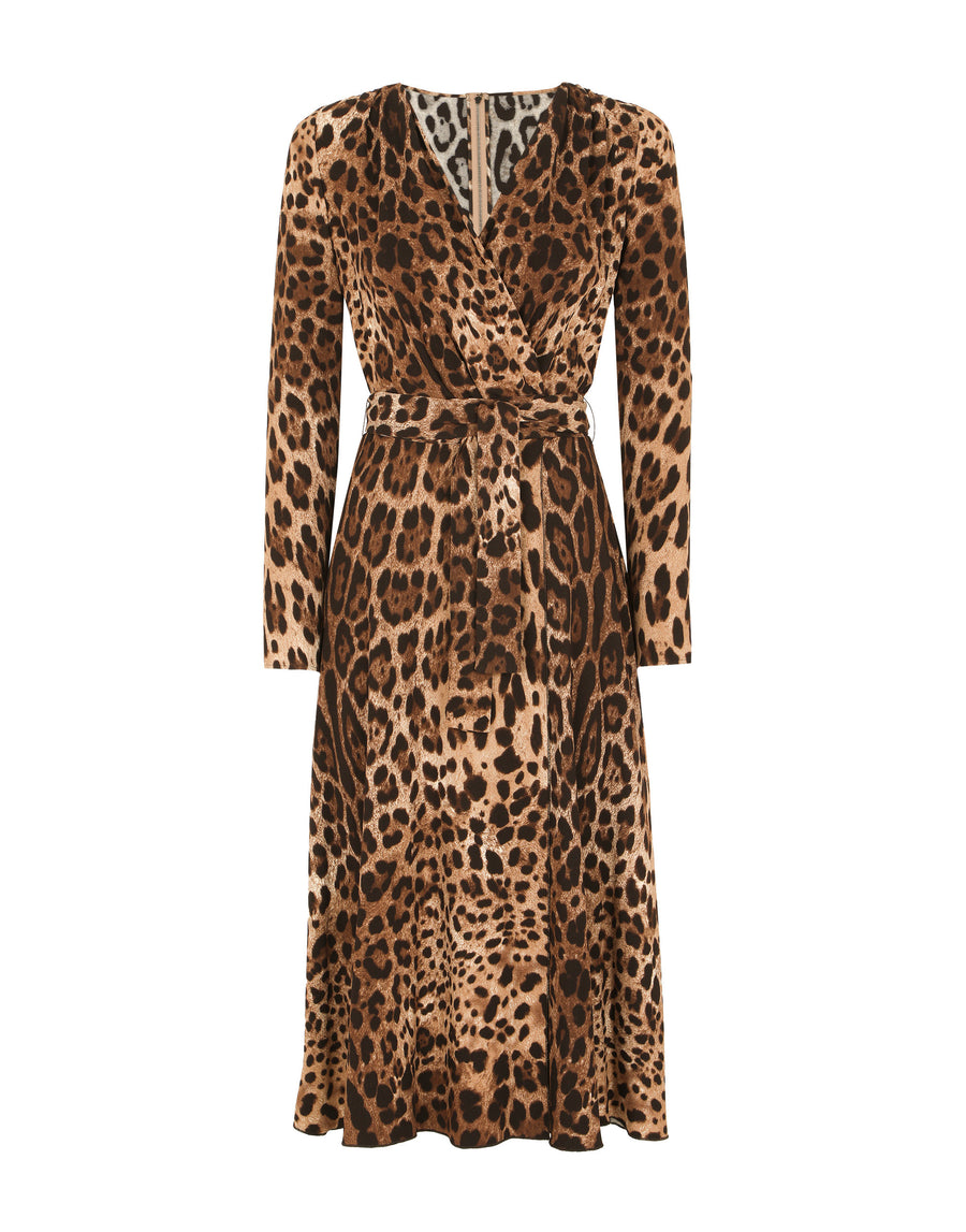 Leopard Print Belted Dress In Leo New