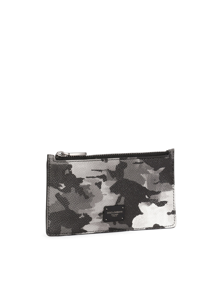 Dauphine calfskin card holder with logo print