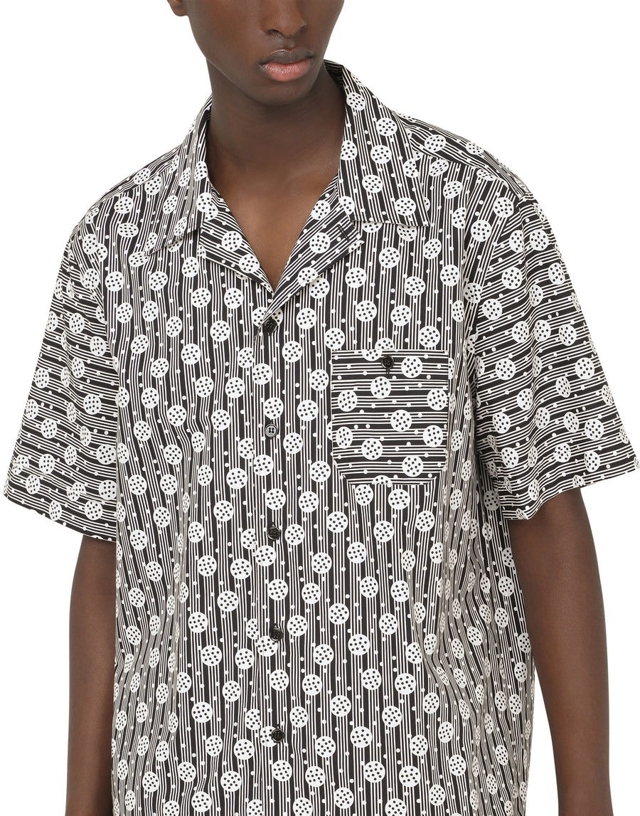 Geometric-print cotton hawaiian shirt