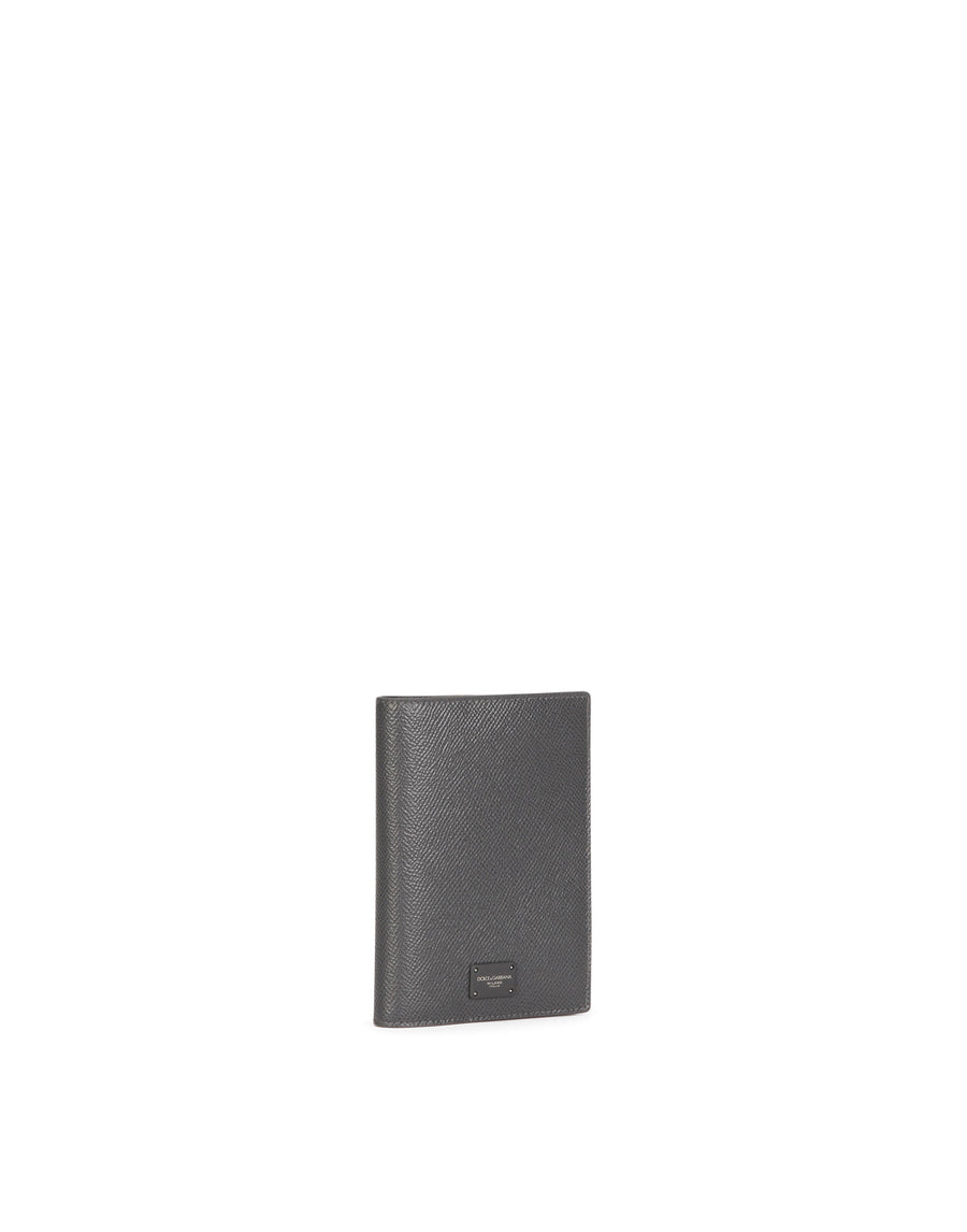 Dauphine calfskin passport holder with branded plate