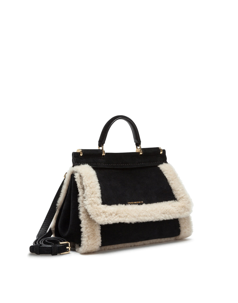 Mini bag in suede with eco fur