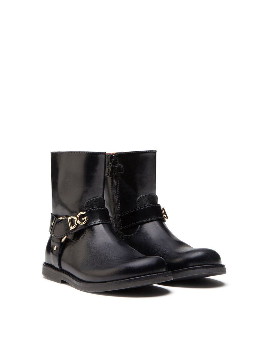 CALFSKIN ANKLE BOOTS WITH LETTERING