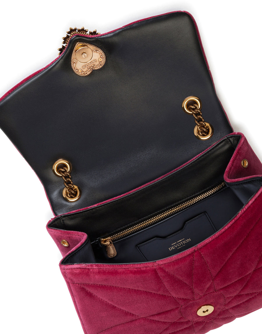 LARGE DEVOTION SHOULDER BAG IN QUILTED VELVET