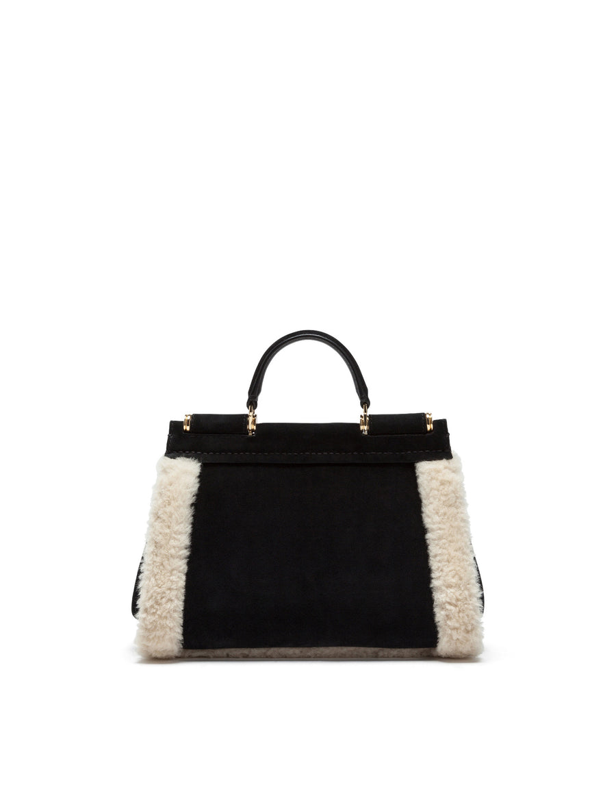 Mini bag in suede with eco fur