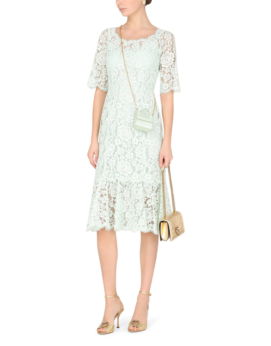 Lace midi dress with ruffle detailing