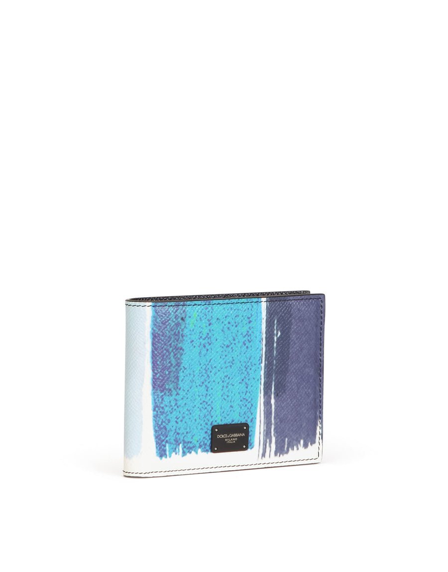 Dauphine calfskin bifold wallet with logo print