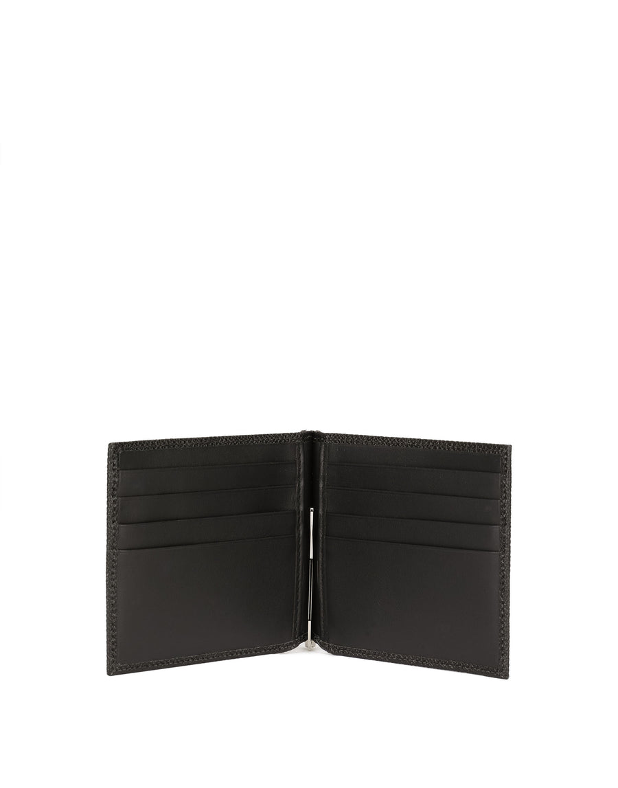 Card holder in solid-coloured printed leather