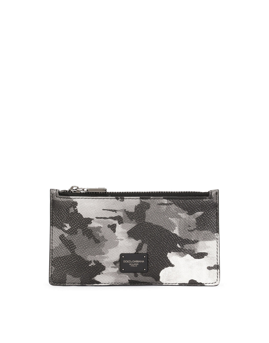 Dauphine calfskin card holder with logo print