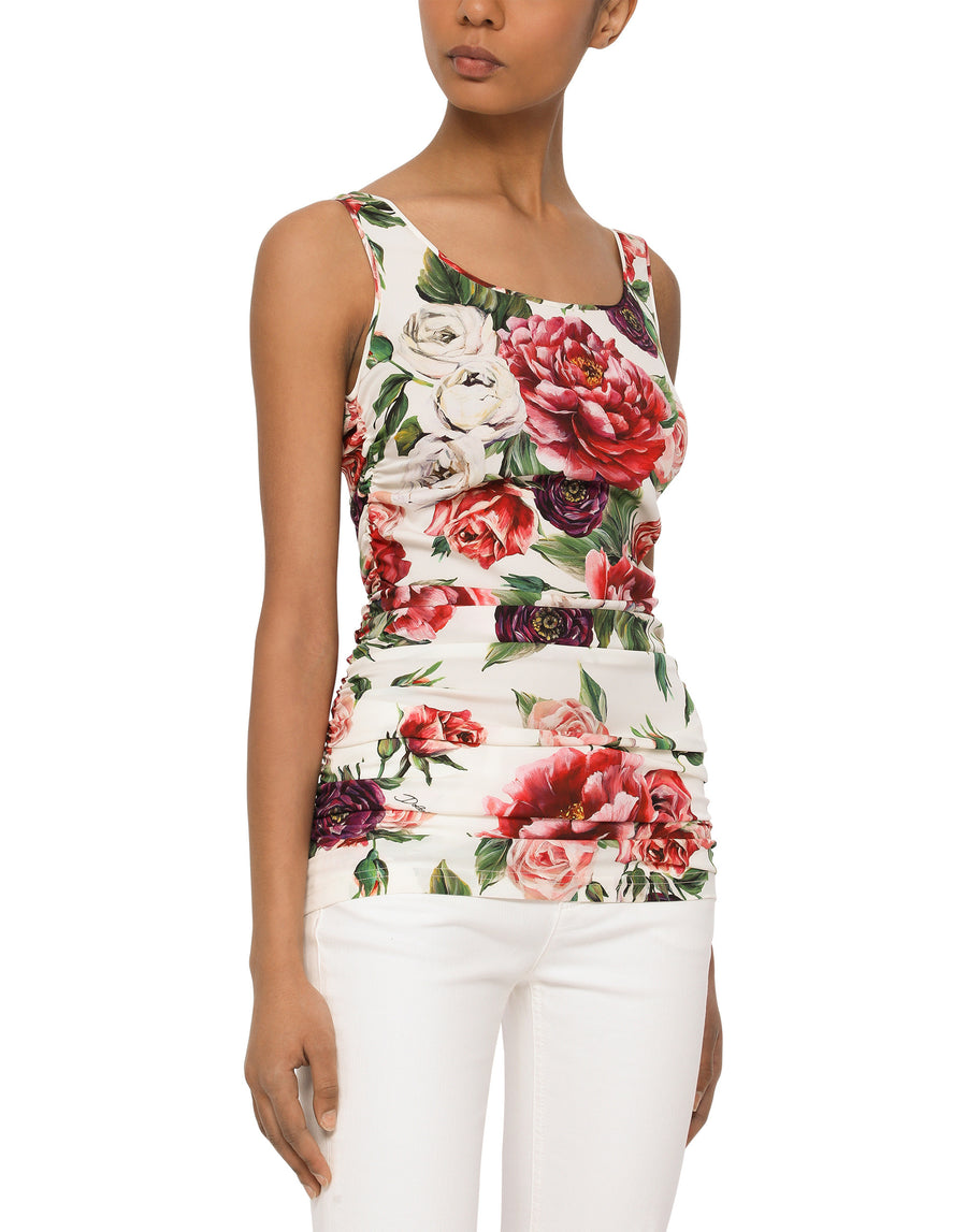 Dolce & Gabbana Silk Blouse With Peonies Print