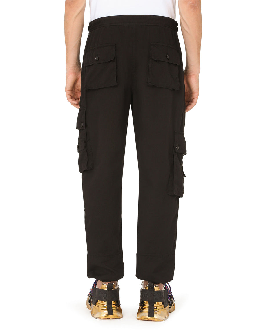 Garment-dyed stretch cotton jogging pants