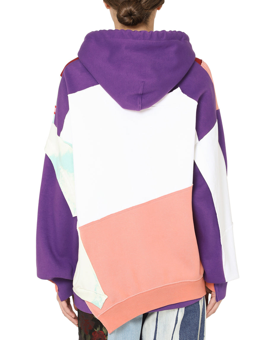 Patchwork jersey hoodie with chill & love DG print