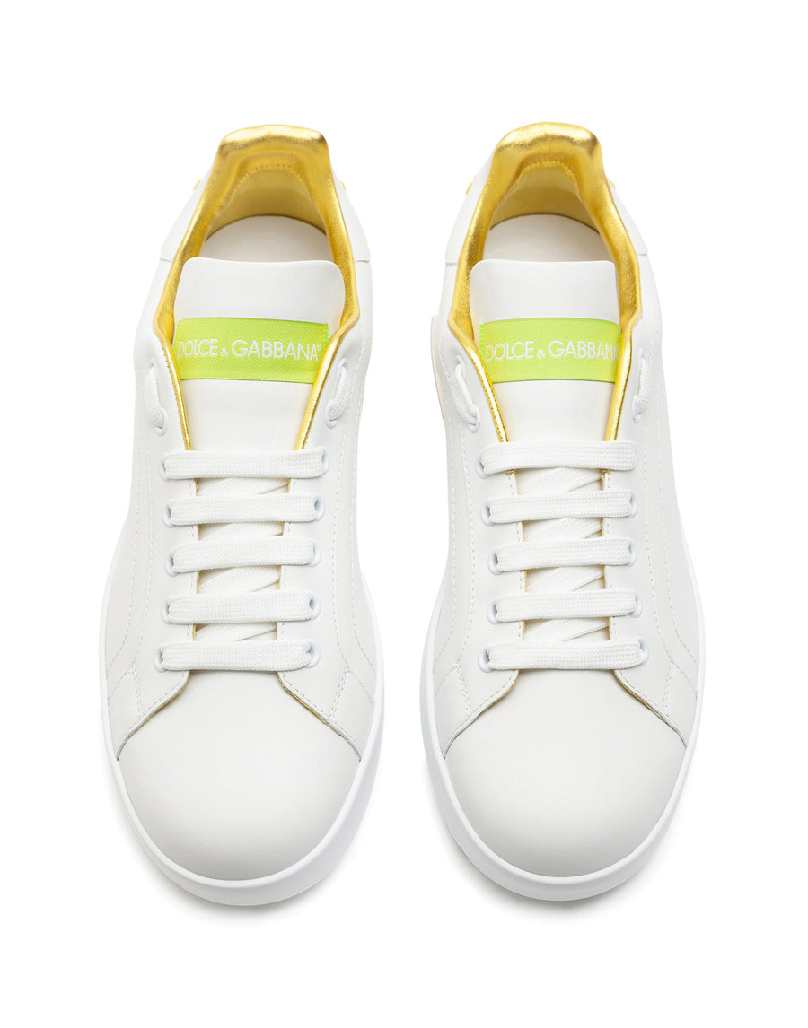 Calfskin nappa Portofino sneakers with lamé details