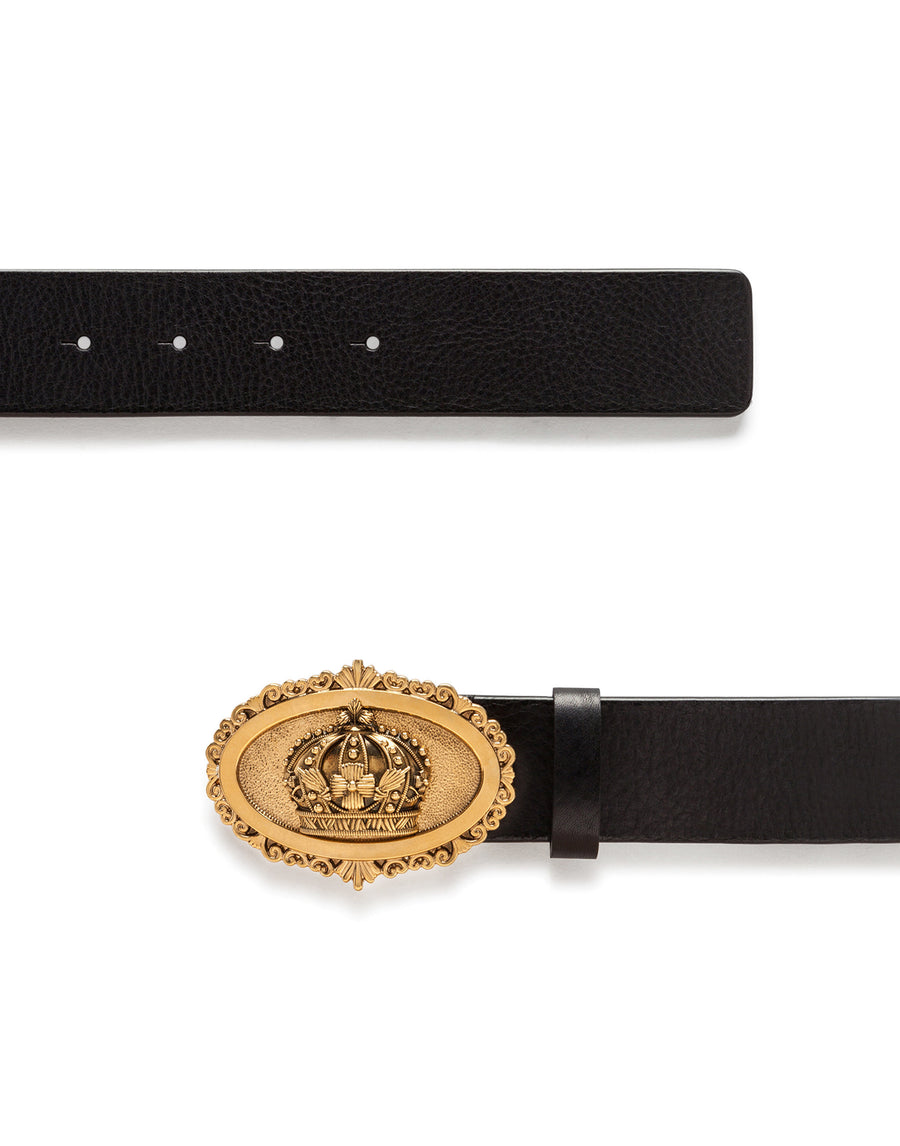 Leather belt with plate