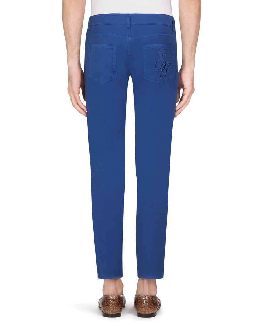 Solid-coloured stretch cotton trousers