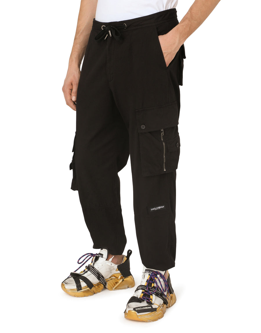 Garment-dyed stretch cotton jogging pants